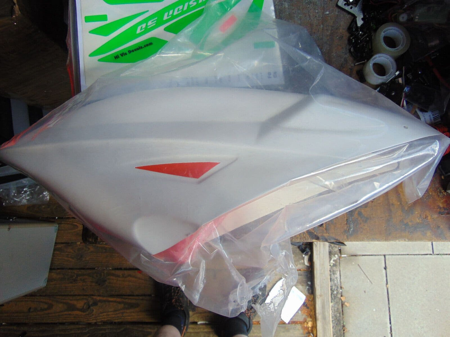 ELY-Q VISION 50 GLASS FIBRE CANOPY & HI-VIZ DECALS TAKEN FROM A KIT BNIB