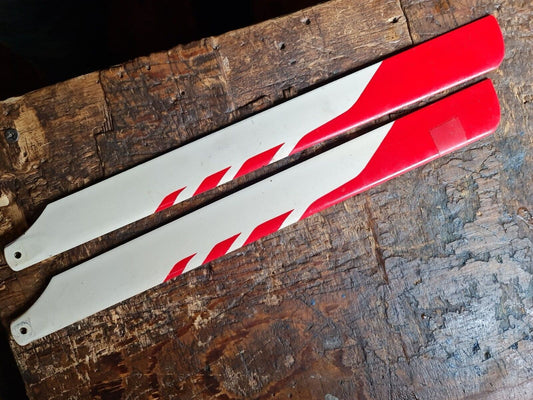 325mm CARBON FIBRE MAIN ROTOR BLADES SUIT 450 SIZE HELI RED/WHITE