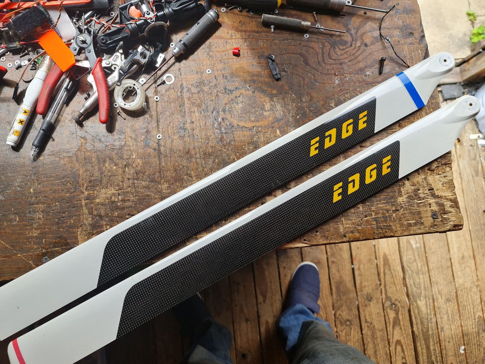 715 mm EDGE CARBON FIBRE MAIN ROTOR BLADES 12mm ROOT 4mm HOLE ...