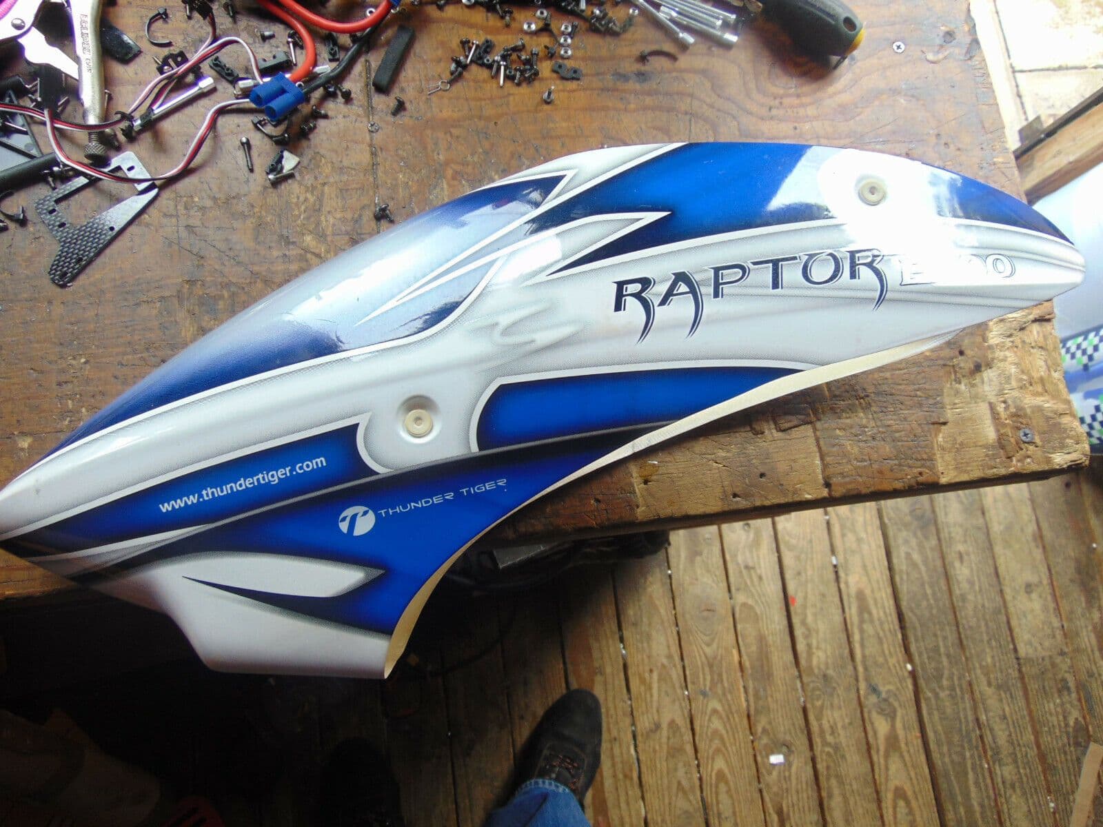 RAPTOR E700 CANOPY BLUE/WHITE – RCHeliTrader